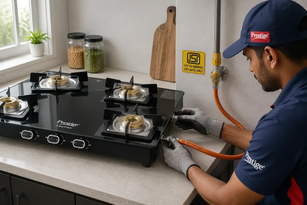11 Gas stove installation in modern kitchen